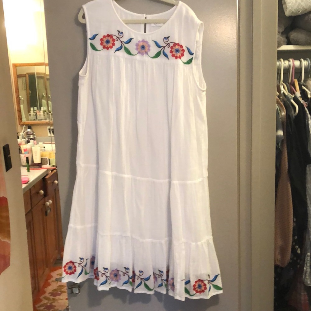 Anthropologie Velvet by Graham & Spencer Embroidered Swing Dress Size Medium